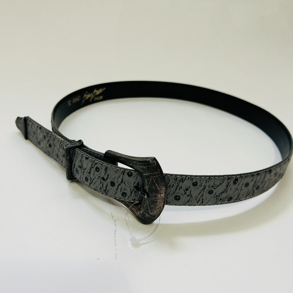 Vintage Billy Belts California Size 32 Gray Leather 6640 brass conchos Preppy